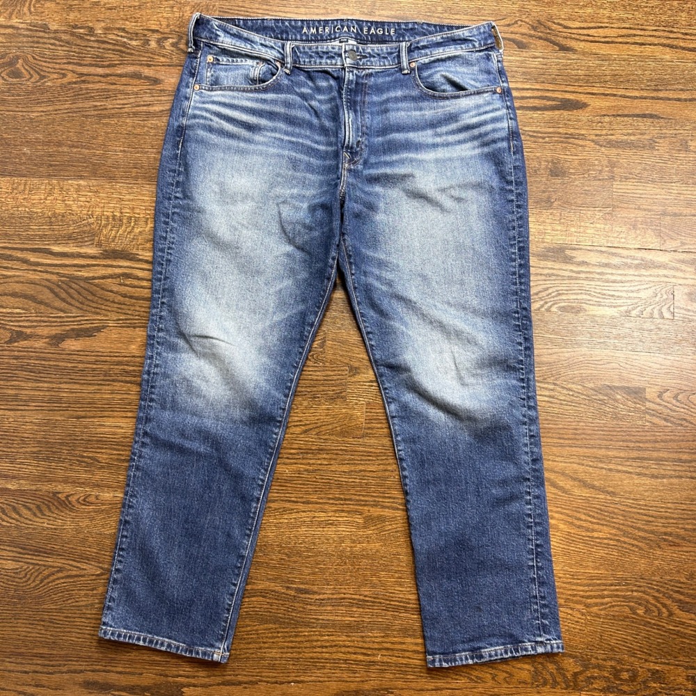 American Eagle Slim Straight Flex Jeans Mens 38x32 Blue Medium Wash Denim